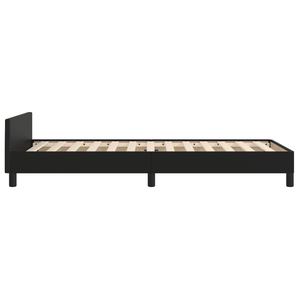 Bedframe met hoofdbord kunstleer zwart 90x200 cm is nu te koop bij PeponiXL, paradijselijk wonen!