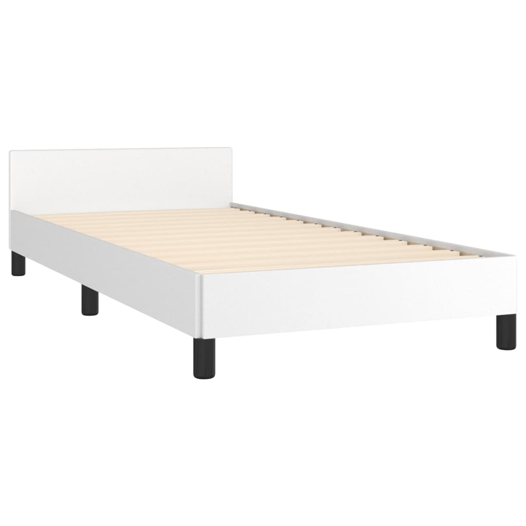 Bedframe met hoofdbord kunstleer wit 90x200 cm is nu te koop bij PeponiXL, paradijselijk wonen!