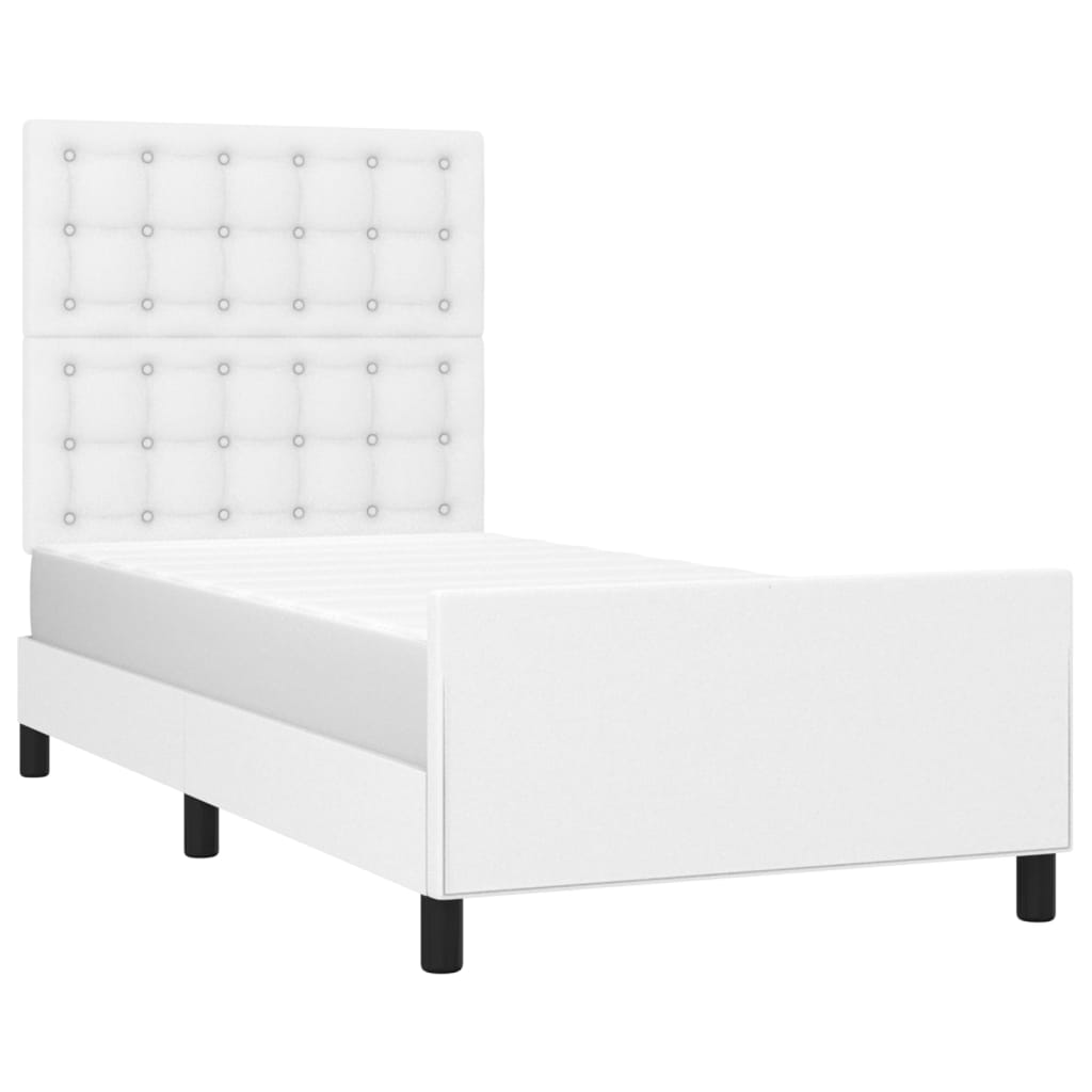 Bedframe met hoofdbord kunstleer wit 100x200 cm is nu te koop bij PeponiXL, paradijselijk wonen!