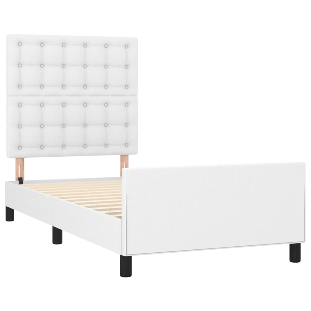 Bedframe met hoofdbord kunstleer wit 100x200 cm is nu te koop bij PeponiXL, paradijselijk wonen!