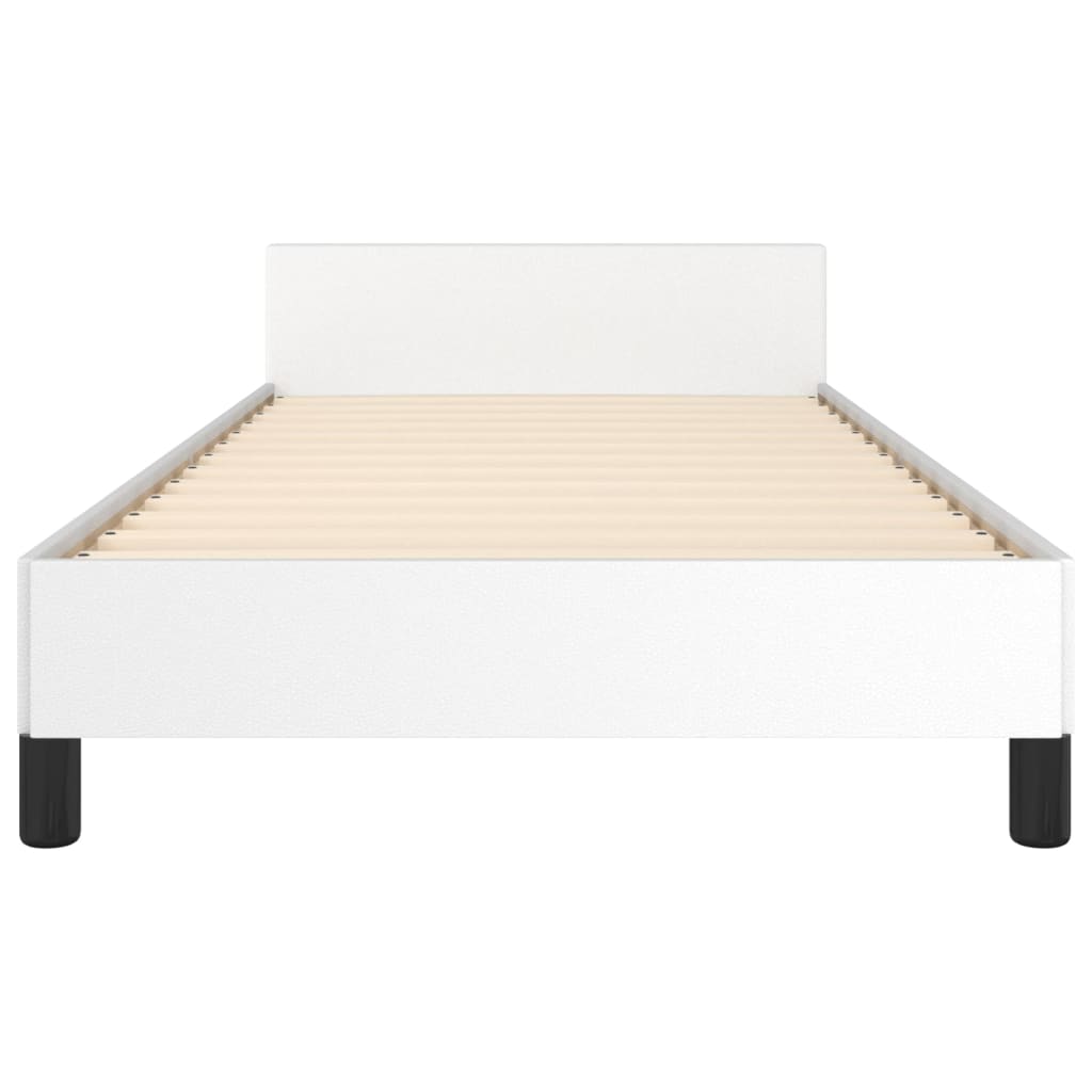 Bedframe met hoofdbord kunstleer wit 100x200 cm is nu te koop bij PeponiXL, paradijselijk wonen!