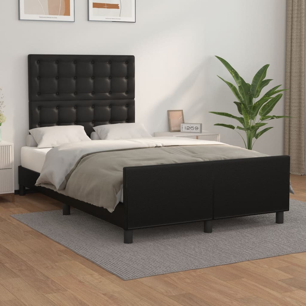 Bedframe met hoofdbord kunstleer zwart 120x200 cm is nu te koop bij PeponiXL, paradijselijk wonen!