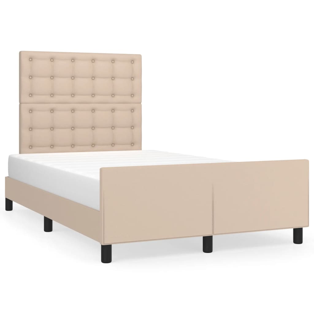Bedframe met hoofdbord kunstleer cappuccinokleurig 120x200 cm is nu te koop bij PeponiXL, paradijselijk wonen!