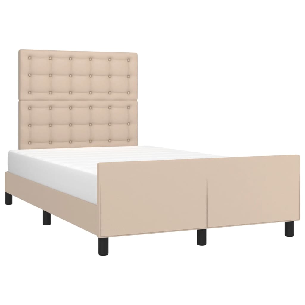 Bedframe met hoofdbord kunstleer cappuccinokleurig 120x200 cm is nu te koop bij PeponiXL, paradijselijk wonen!