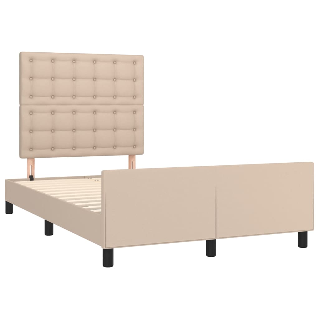 Bedframe met hoofdbord kunstleer cappuccinokleurig 120x200 cm is nu te koop bij PeponiXL, paradijselijk wonen!