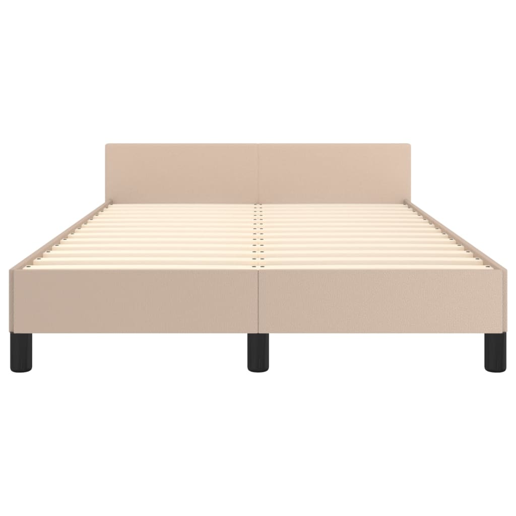 Bedframe met hoofdbord kunstleer cappuccinokleurig 120x200 cm is nu te koop bij PeponiXL, paradijselijk wonen!
