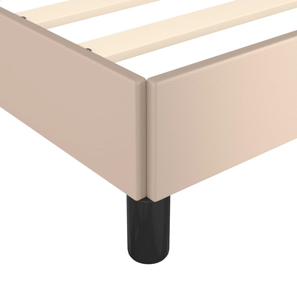 Bedframe met hoofdbord kunstleer cappuccinokleurig 120x200 cm is nu te koop bij PeponiXL, paradijselijk wonen!