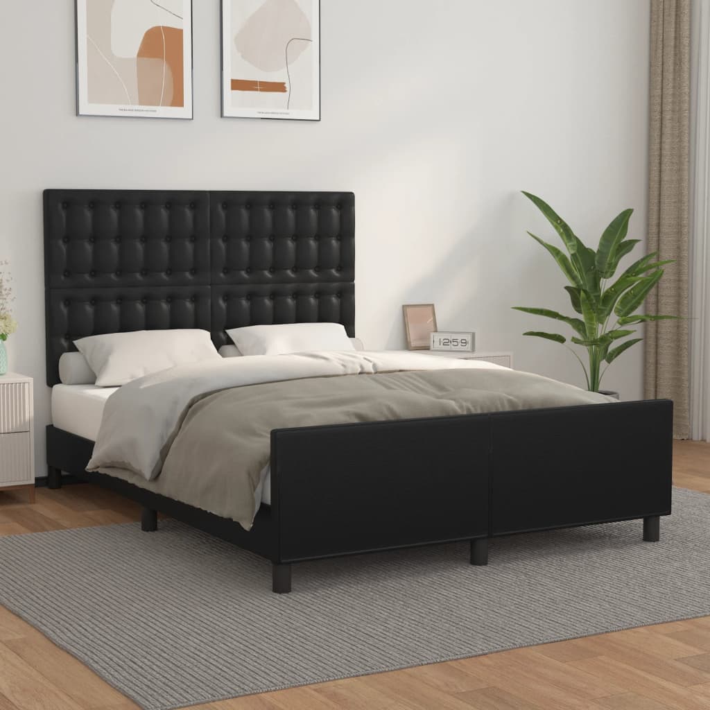 Bedframe met hoofdeind kunstleer zwart 140x190 cm is nu te koop bij PeponiXL, paradijselijk wonen!