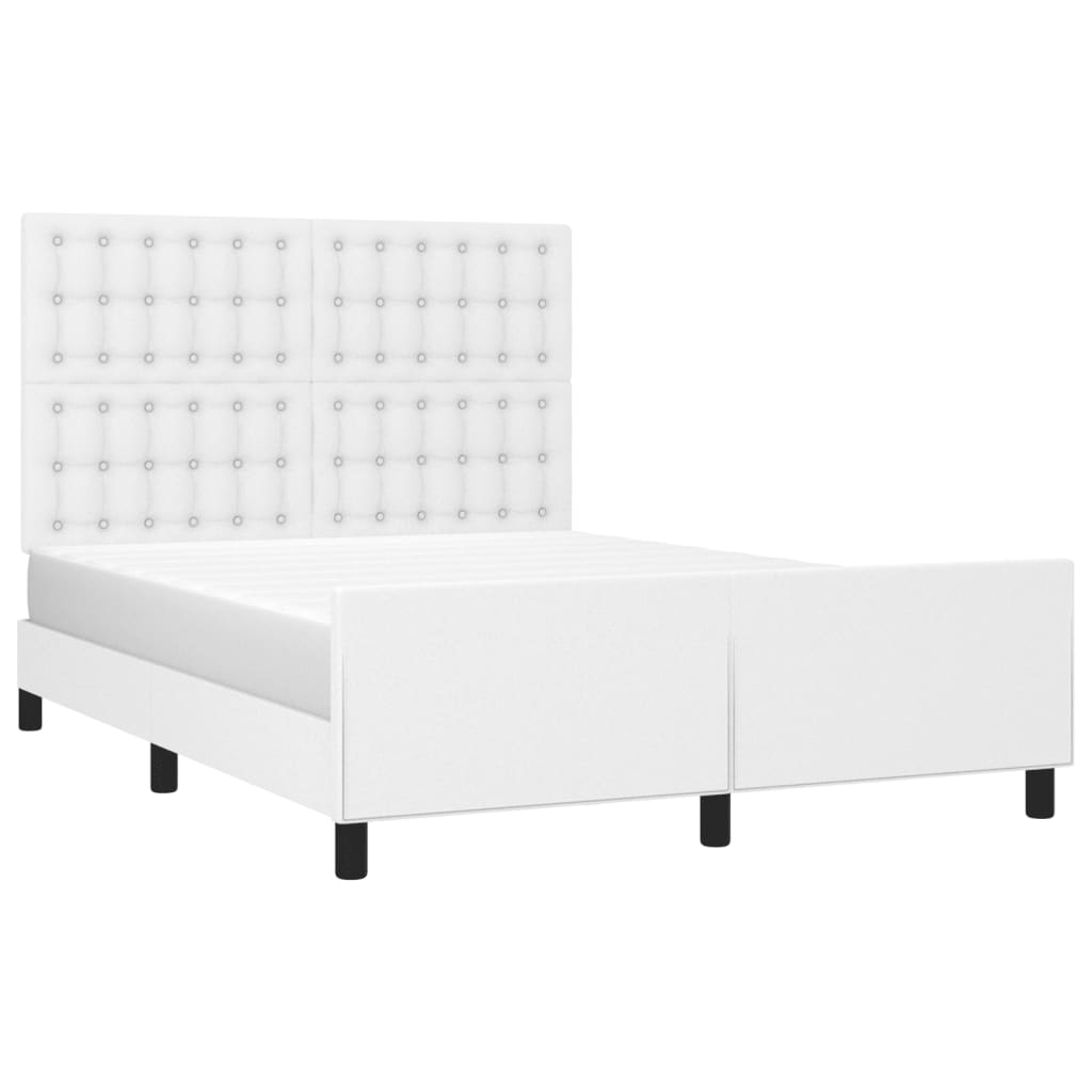 Bedframe met hoofdbord kunstleer wit 140x190 cm is nu te koop bij PeponiXL, paradijselijk wonen!