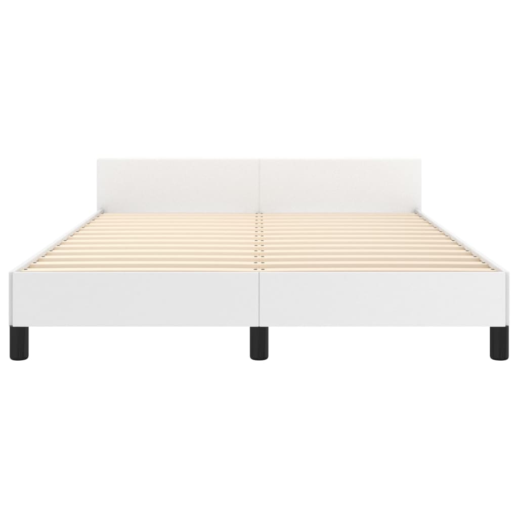 Bedframe met hoofdbord kunstleer wit 140x190 cm is nu te koop bij PeponiXL, paradijselijk wonen!