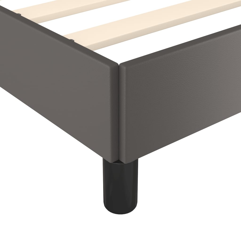 Bedframe met hoofdbord kunstleer grijs 140x190 cm is nu te koop bij PeponiXL, paradijselijk wonen!