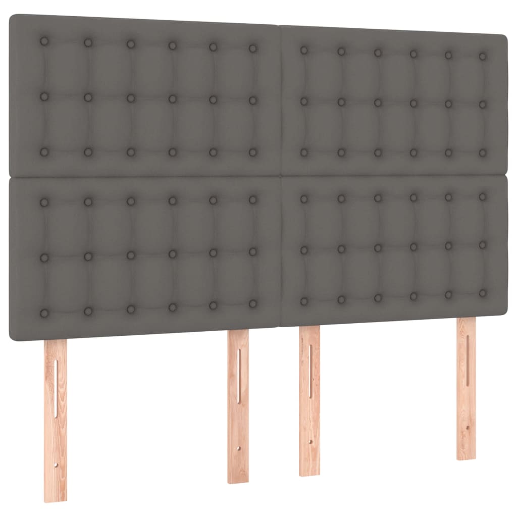 Bedframe met hoofdbord kunstleer grijs 140x190 cm is nu te koop bij PeponiXL, paradijselijk wonen!