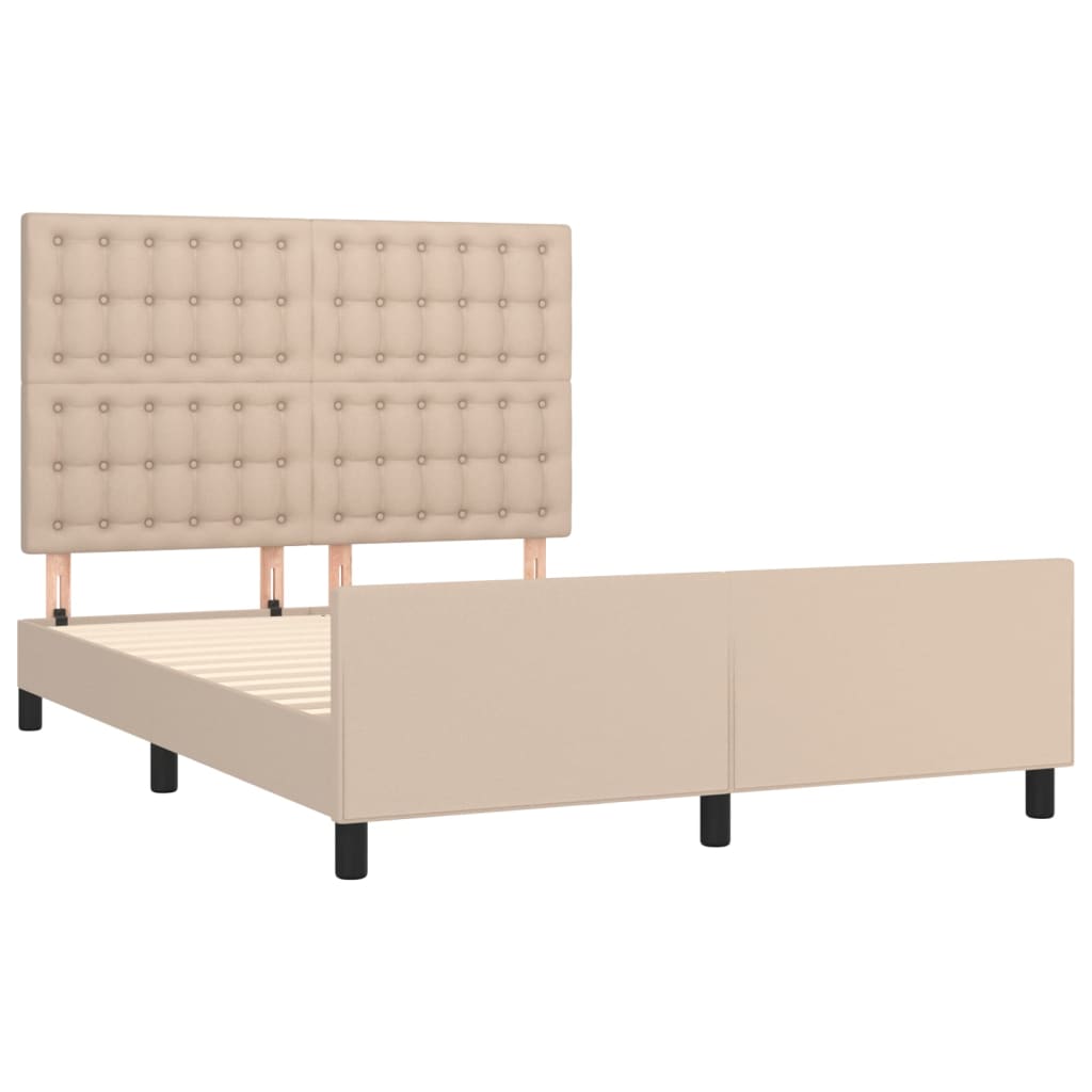 Bedframe met hoofdbord kunstleer cappucinnokleurig 140x190 cm is nu te koop bij PeponiXL, paradijselijk wonen!
