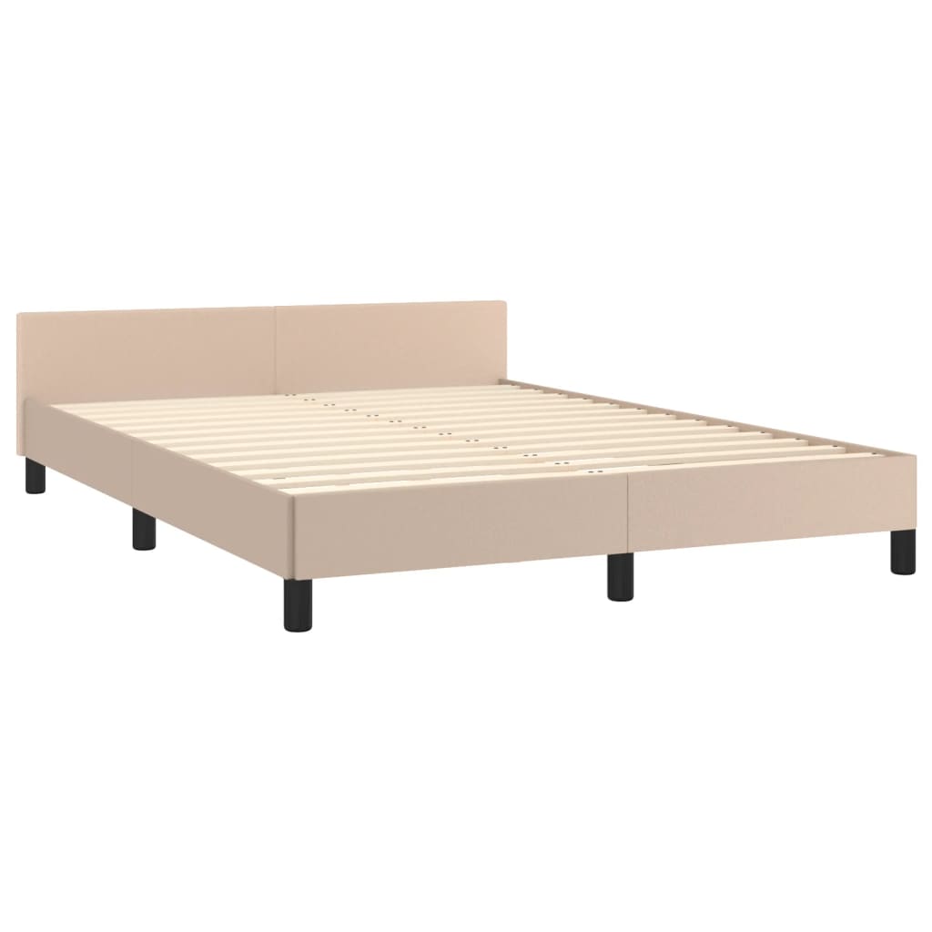 Bedframe met hoofdbord kunstleer cappucinnokleurig 140x190 cm is nu te koop bij PeponiXL, paradijselijk wonen!