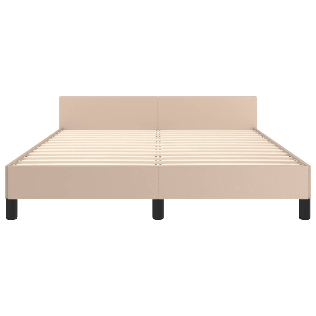 Bedframe met hoofdbord kunstleer cappucinnokleurig 140x190 cm is nu te koop bij PeponiXL, paradijselijk wonen!