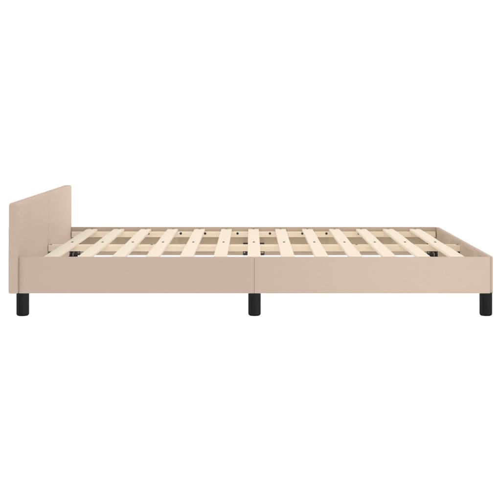 Bedframe met hoofdbord kunstleer cappucinnokleurig 140x190 cm is nu te koop bij PeponiXL, paradijselijk wonen!