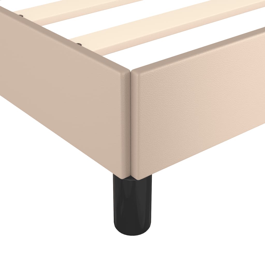 Bedframe met hoofdbord kunstleer cappucinnokleurig 140x190 cm is nu te koop bij PeponiXL, paradijselijk wonen!