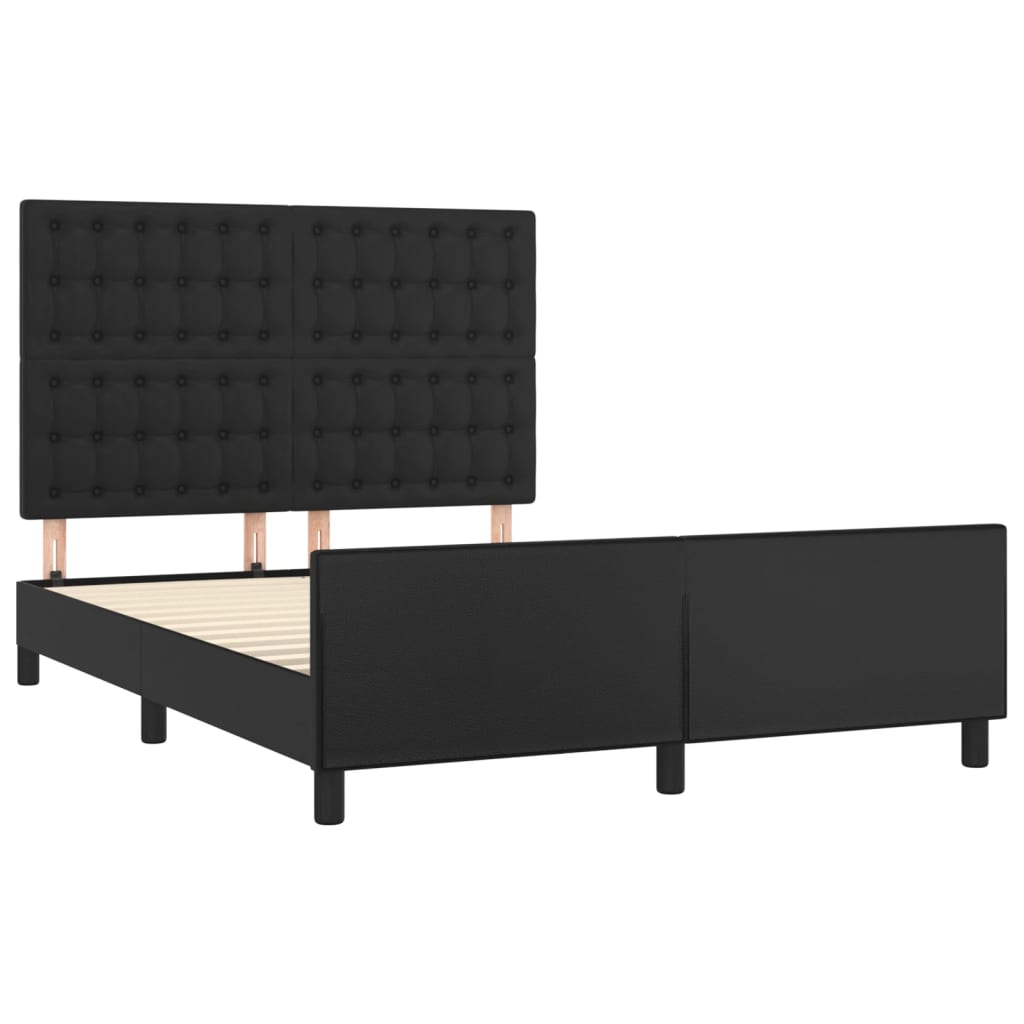 Bedframe met hoofdbord kunstleer zwart 140x200 cm is nu te koop bij PeponiXL, paradijselijk wonen!