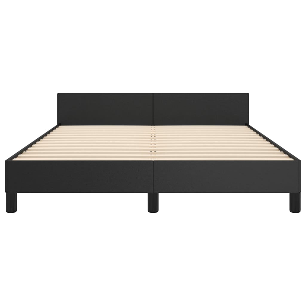 Bedframe met hoofdbord kunstleer zwart 140x200 cm is nu te koop bij PeponiXL, paradijselijk wonen!