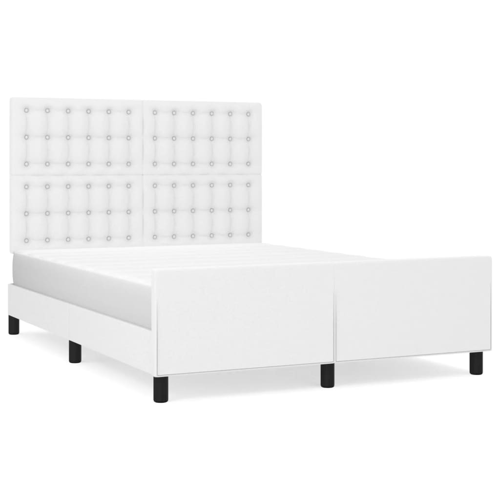 Bedframe met hoofdbord kunstleer wit 140x200 cm is nu te koop bij PeponiXL, paradijselijk wonen!