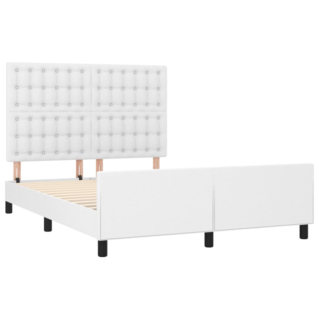 Bedframe met hoofdbord kunstleer wit 140x200 cm is nu te koop bij PeponiXL, paradijselijk wonen!