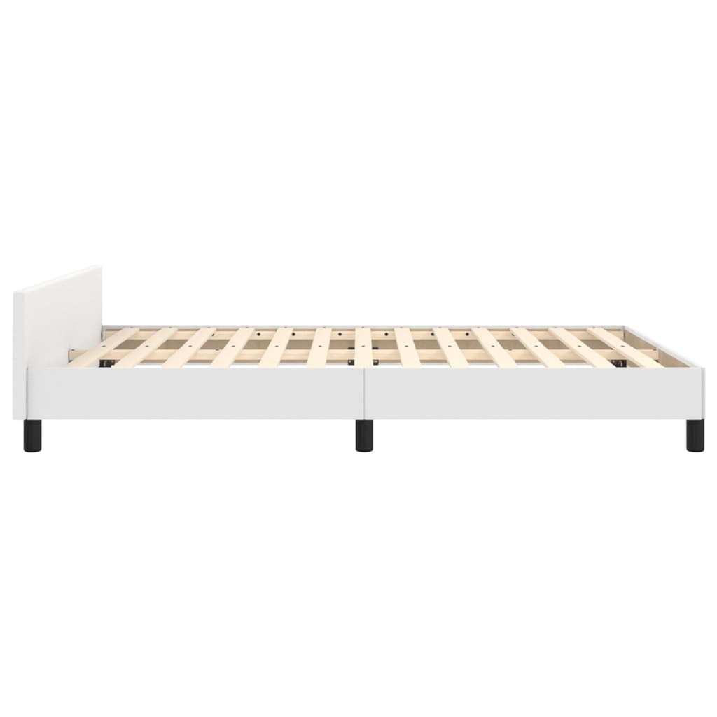 Bedframe met hoofdbord kunstleer wit 140x200 cm is nu te koop bij PeponiXL, paradijselijk wonen!