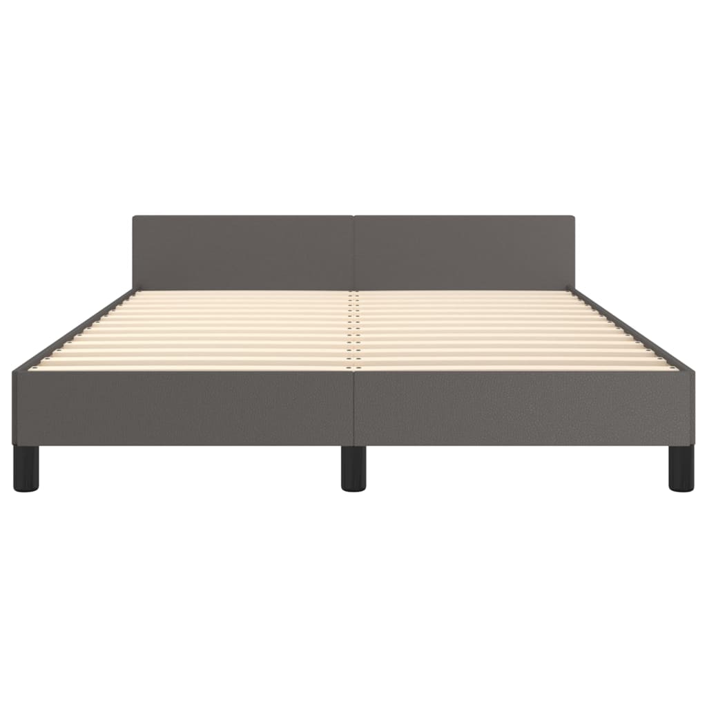 Bedframe met hoofdbord kunstleer grijs 140x200 cm is nu te koop bij PeponiXL, paradijselijk wonen!