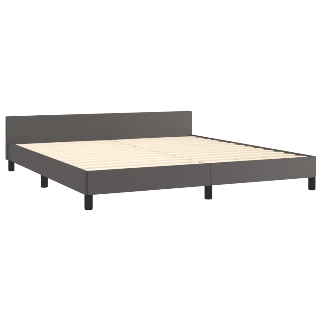 Bedframe met hoofdbord kunstleer grijs 160x200 cm is nu te koop bij PeponiXL, paradijselijk wonen!