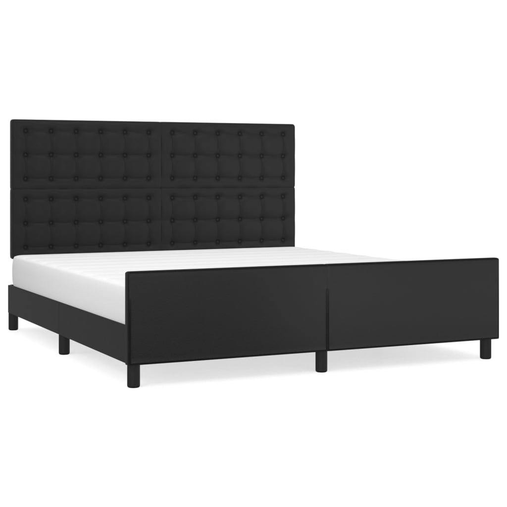 Bedframe met hoofdbord kunstleer zwart 180x200 cm is nu te koop bij PeponiXL, paradijselijk wonen!