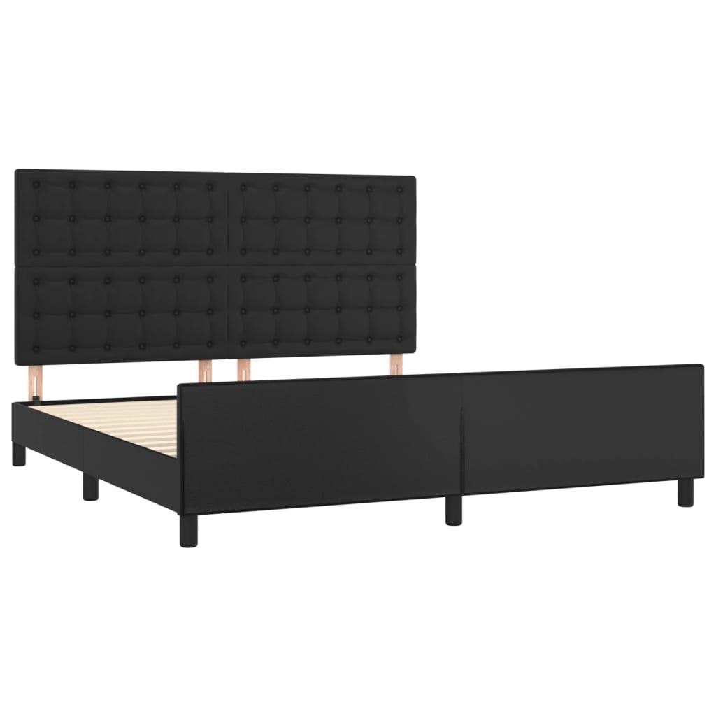 Bedframe met hoofdbord kunstleer zwart 180x200 cm is nu te koop bij PeponiXL, paradijselijk wonen!