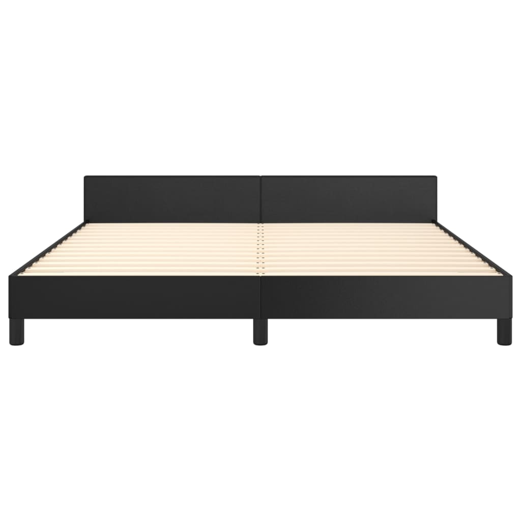 Bedframe met hoofdbord kunstleer zwart 180x200 cm is nu te koop bij PeponiXL, paradijselijk wonen!