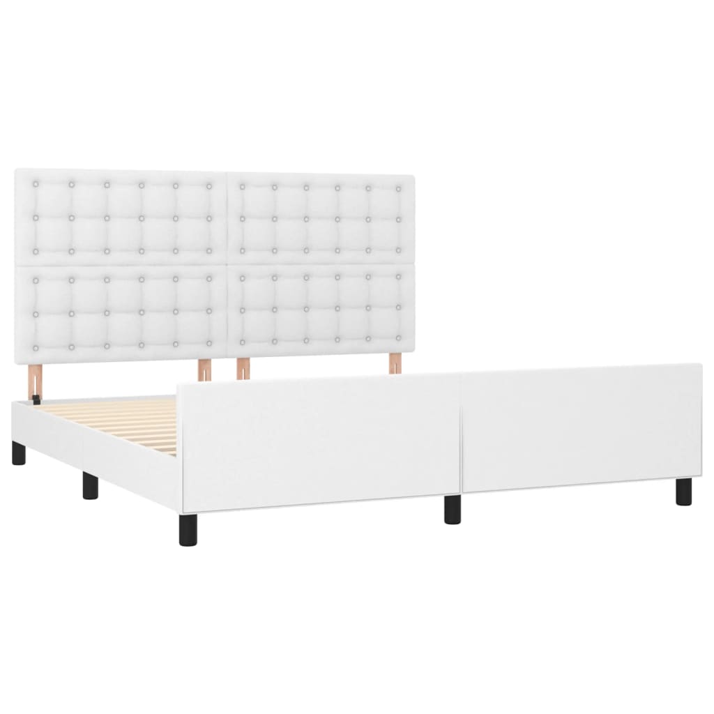 Bedframe met hoofdbord kunstleer wit 180x200 cm is nu te koop bij PeponiXL, paradijselijk wonen!