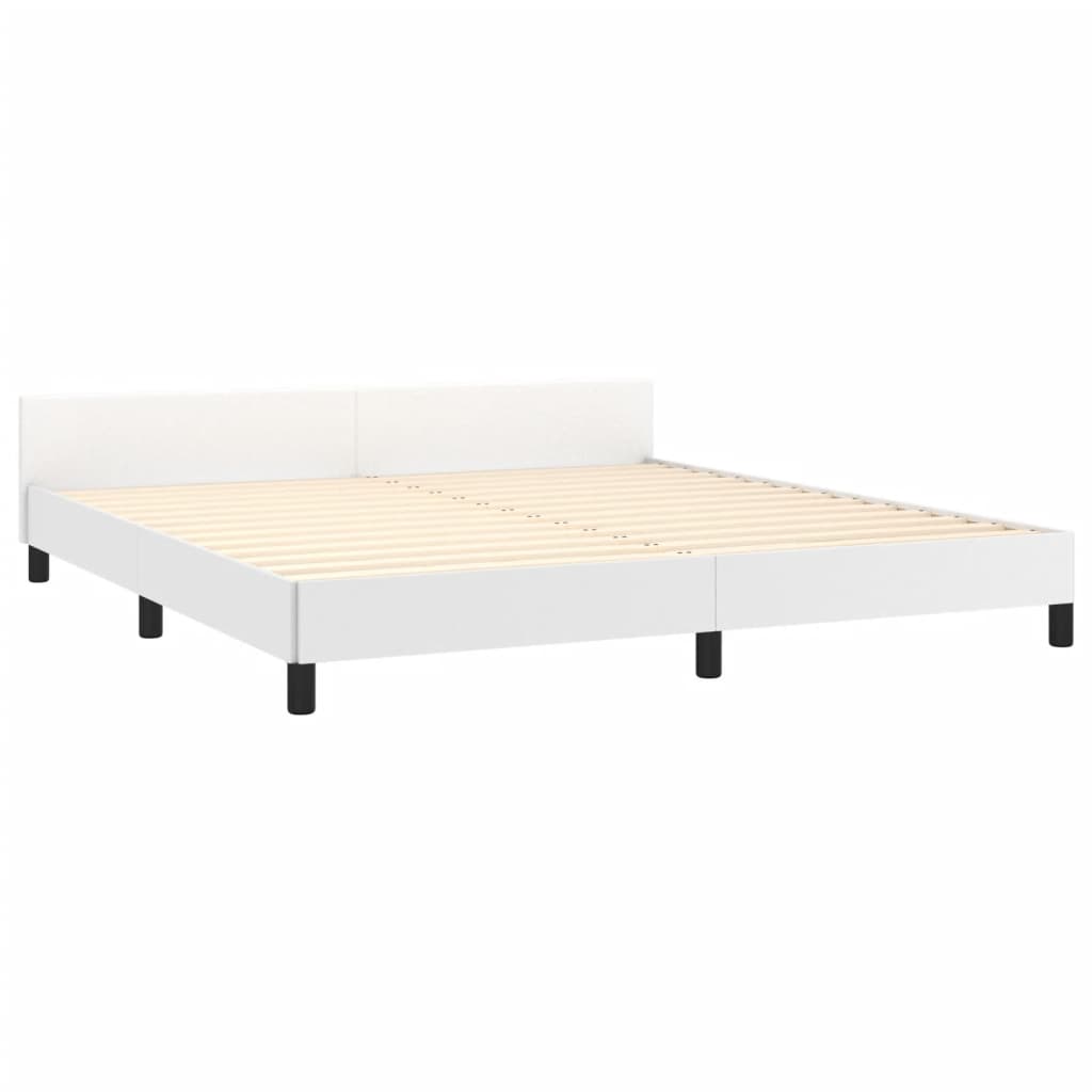 Bedframe met hoofdbord kunstleer wit 180x200 cm is nu te koop bij PeponiXL, paradijselijk wonen!