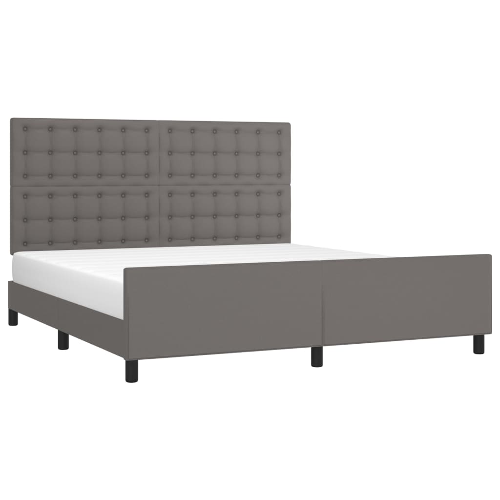 Bedframe met hoofdbord kunstleer grijs 180x200 cm is nu te koop bij PeponiXL, paradijselijk wonen!
