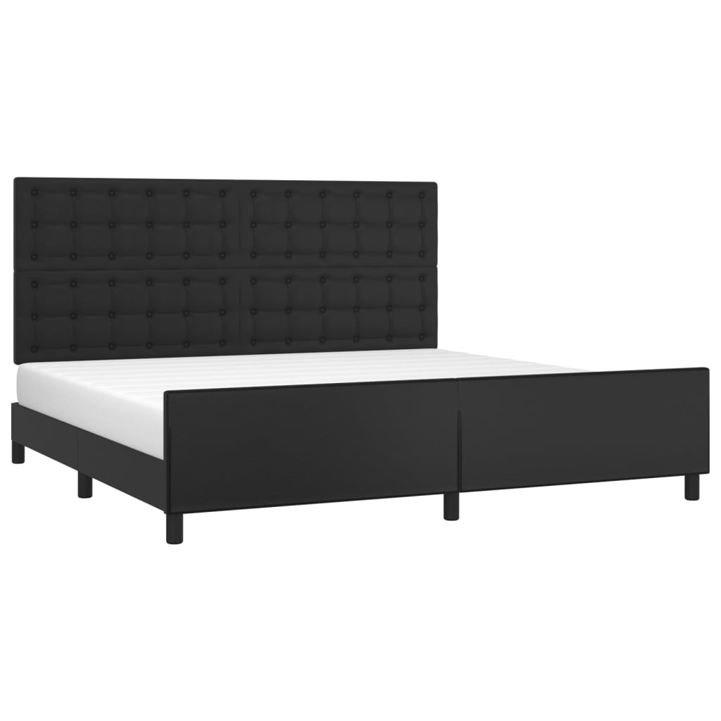 Bedframe met hoofdeinde kunstleer zwart 200x200 cm is nu te koop bij PeponiXL, paradijselijk wonen!