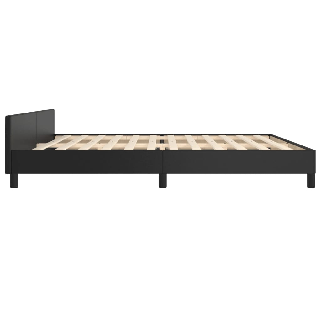 Bedframe met hoofdeinde kunstleer zwart 200x200 cm is nu te koop bij PeponiXL, paradijselijk wonen!