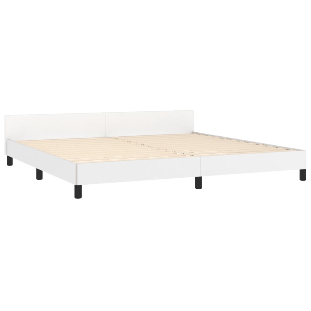 Bedframe met hoofdbord kunstleer wit 200x200 cm is nu te koop bij PeponiXL, paradijselijk wonen!