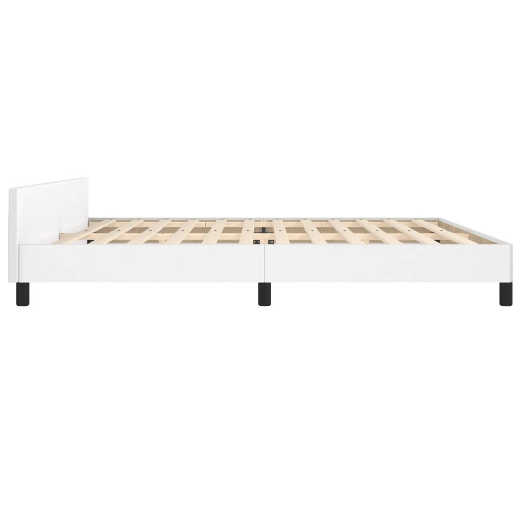 Bedframe met hoofdbord kunstleer wit 200x200 cm is nu te koop bij PeponiXL, paradijselijk wonen!