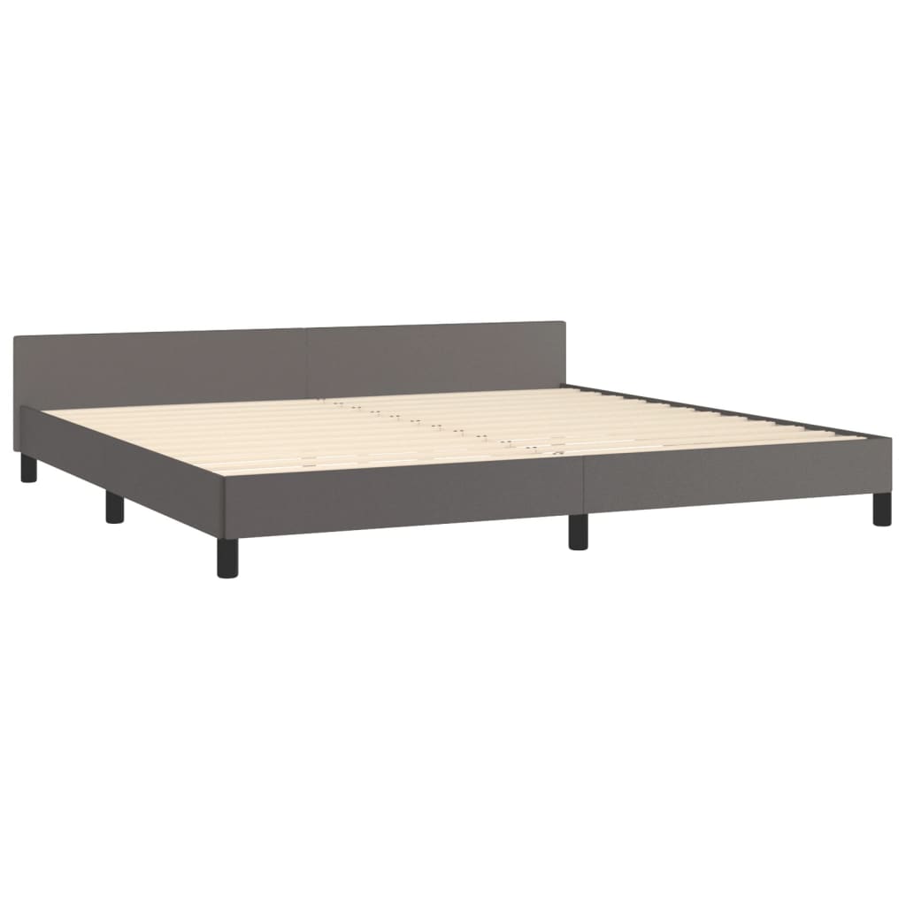 Bedframe met hoofdbord kunstleer grijs 200x200 cm is nu te koop bij PeponiXL, paradijselijk wonen!