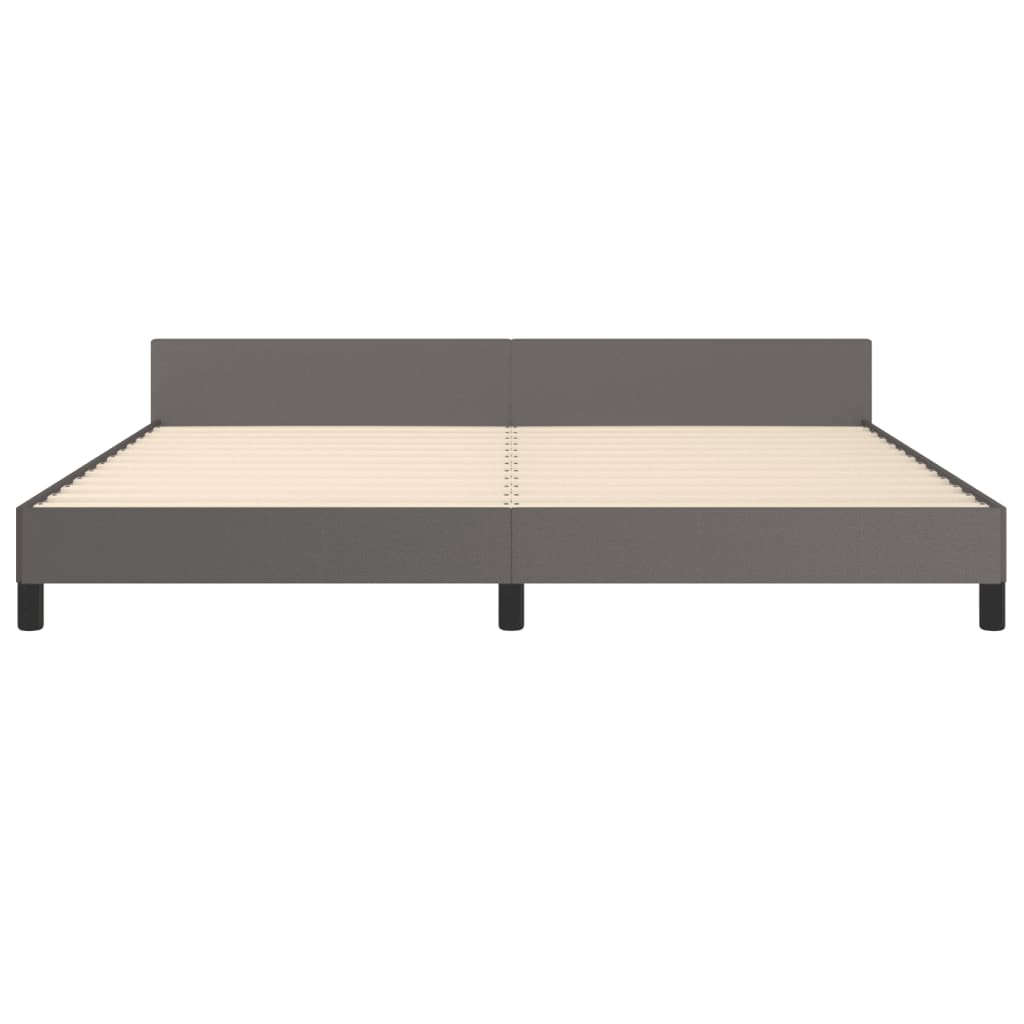 Bedframe met hoofdbord kunstleer grijs 200x200 cm is nu te koop bij PeponiXL, paradijselijk wonen!