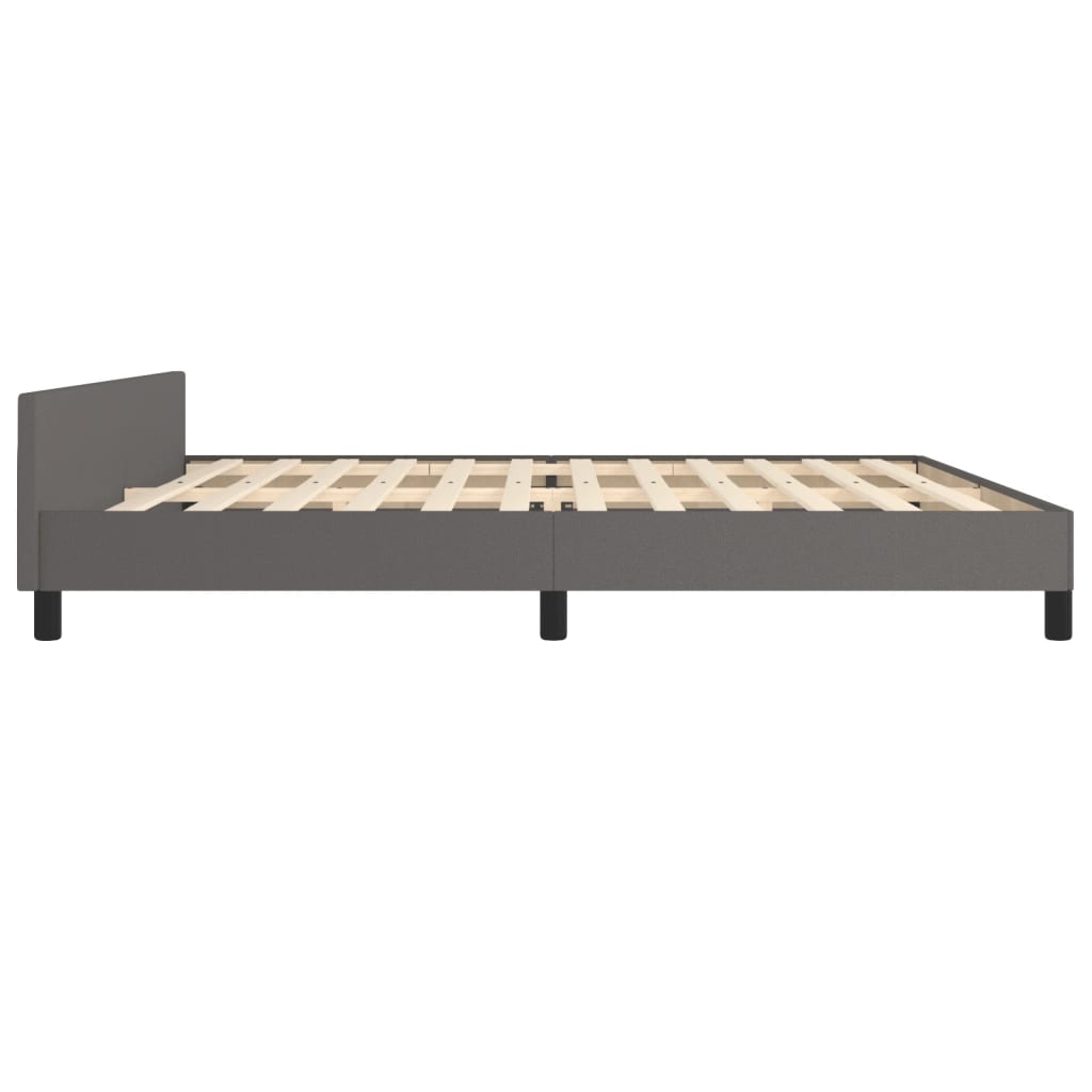 Bedframe met hoofdbord kunstleer grijs 200x200 cm is nu te koop bij PeponiXL, paradijselijk wonen!