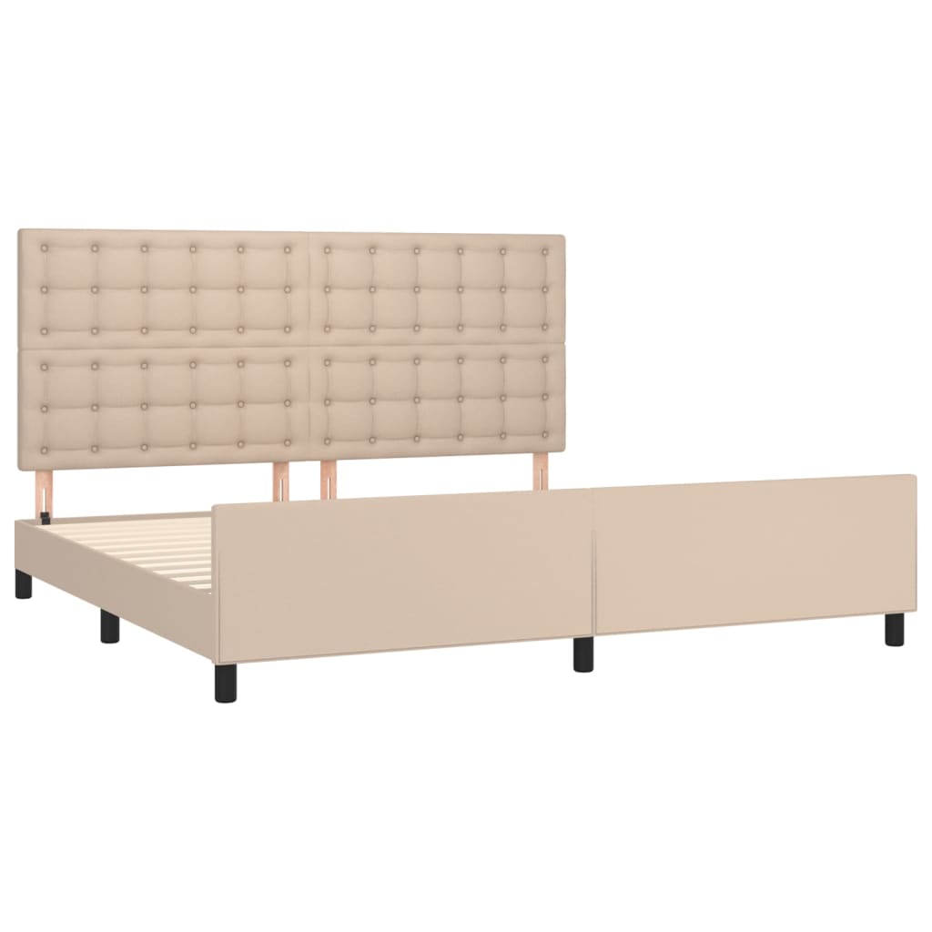 Bedframe met hoofdbord kunstleer cappuccinokleurig 200x200 cm is nu te koop bij PeponiXL, paradijselijk wonen!
