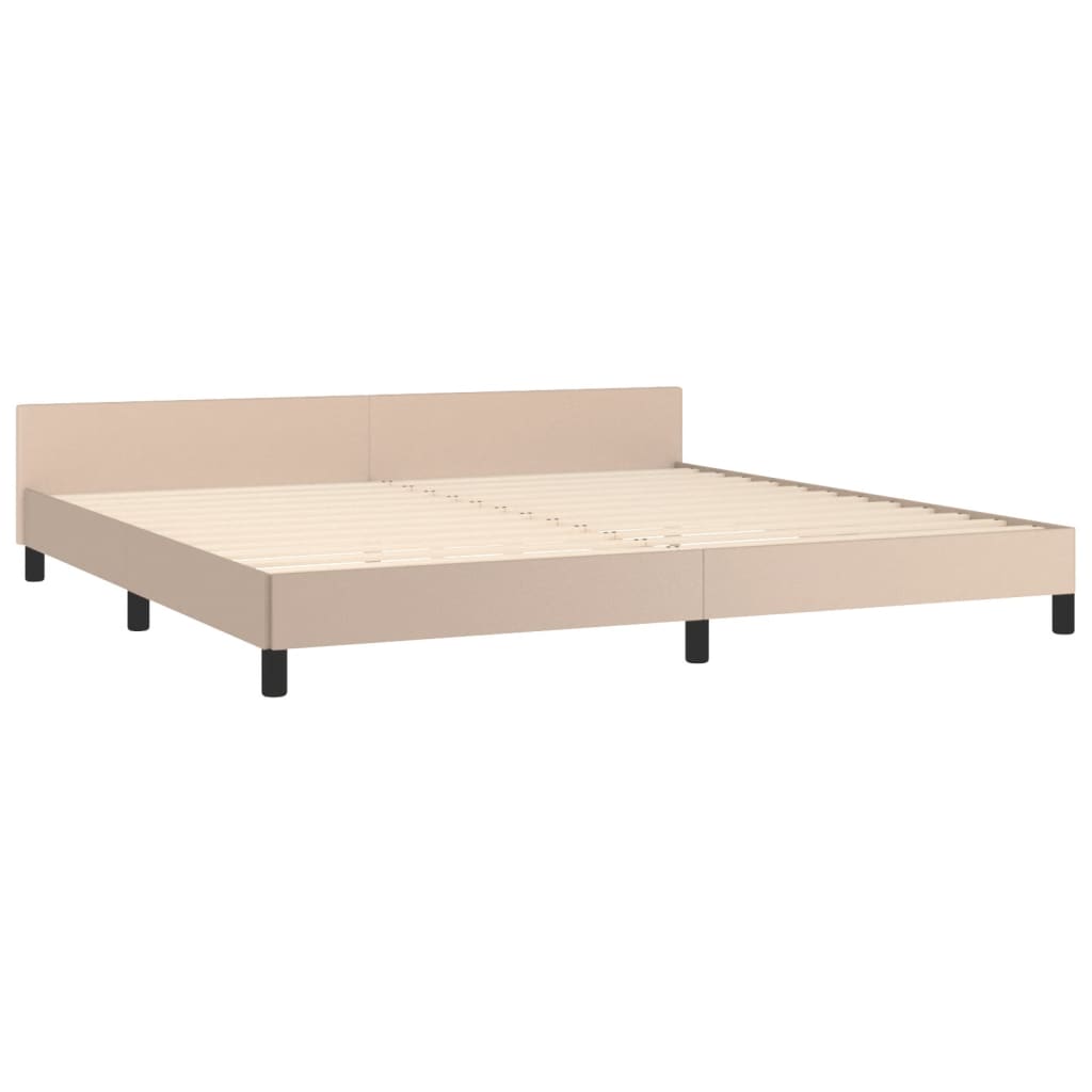 Bedframe met hoofdbord kunstleer cappuccinokleurig 200x200 cm is nu te koop bij PeponiXL, paradijselijk wonen!
