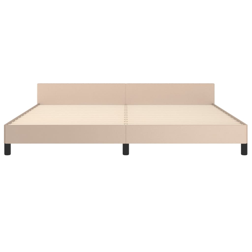 Bedframe met hoofdbord kunstleer cappuccinokleurig 200x200 cm is nu te koop bij PeponiXL, paradijselijk wonen!