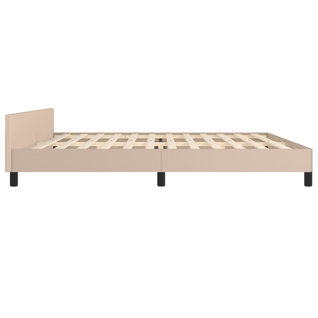 Bedframe met hoofdbord kunstleer cappuccinokleurig 200x200 cm is nu te koop bij PeponiXL, paradijselijk wonen!