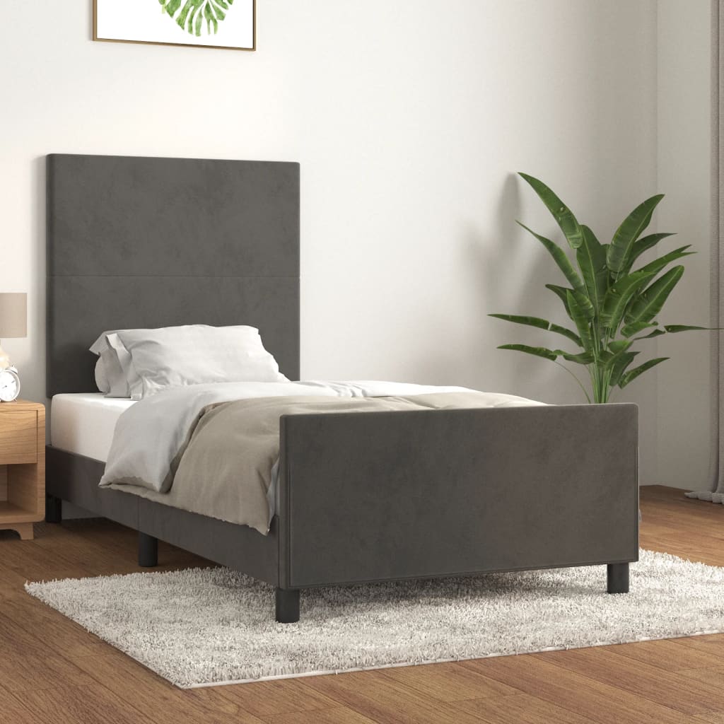 Bedframe zonder matras 80x200 cm fluweel donkergrijs is nu te koop bij PeponiXL, paradijselijk wonen!