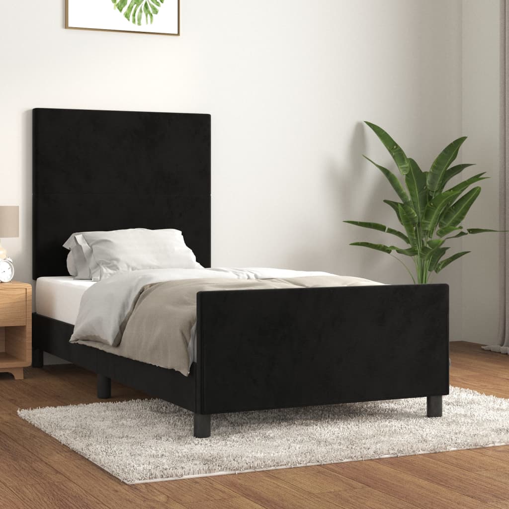 Bedframe met hoofdeinde fluweel zwart 80x200 cm is nu te koop bij PeponiXL, paradijselijk wonen!