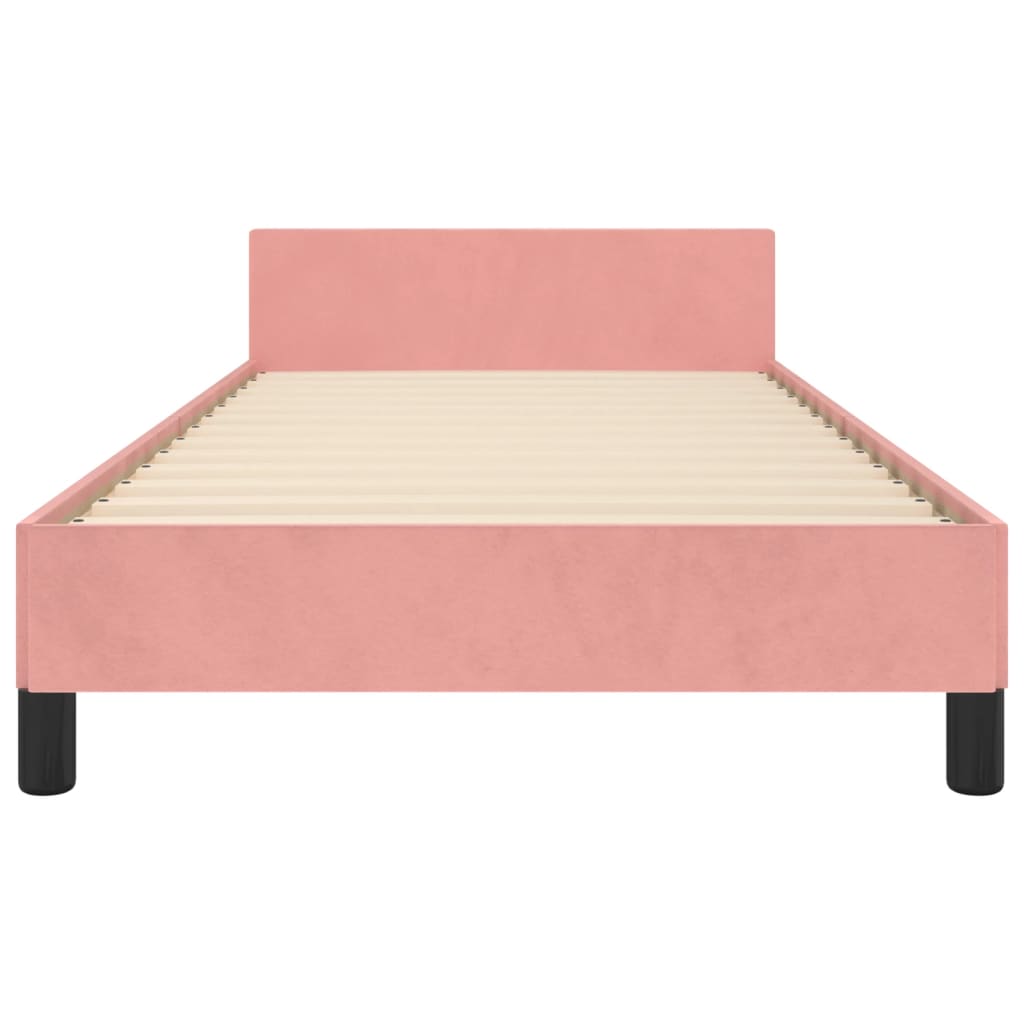Bedframe met hoofdeinde fluweel roze 80x200 cm is nu te koop bij PeponiXL, paradijselijk wonen!