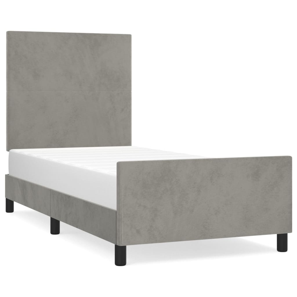 Bedframe zonder matras 90x190 cm fluweel lichtgrijs is nu te koop bij PeponiXL, paradijselijk wonen!