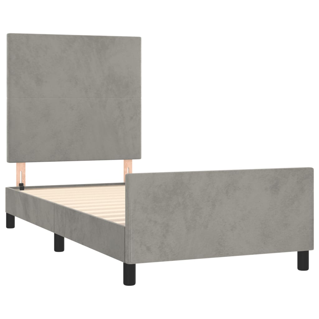 Bedframe zonder matras 90x190 cm fluweel lichtgrijs is nu te koop bij PeponiXL, paradijselijk wonen!